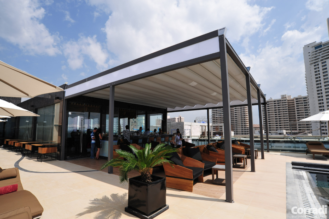 The space for hospitality gets big with metal pergolas